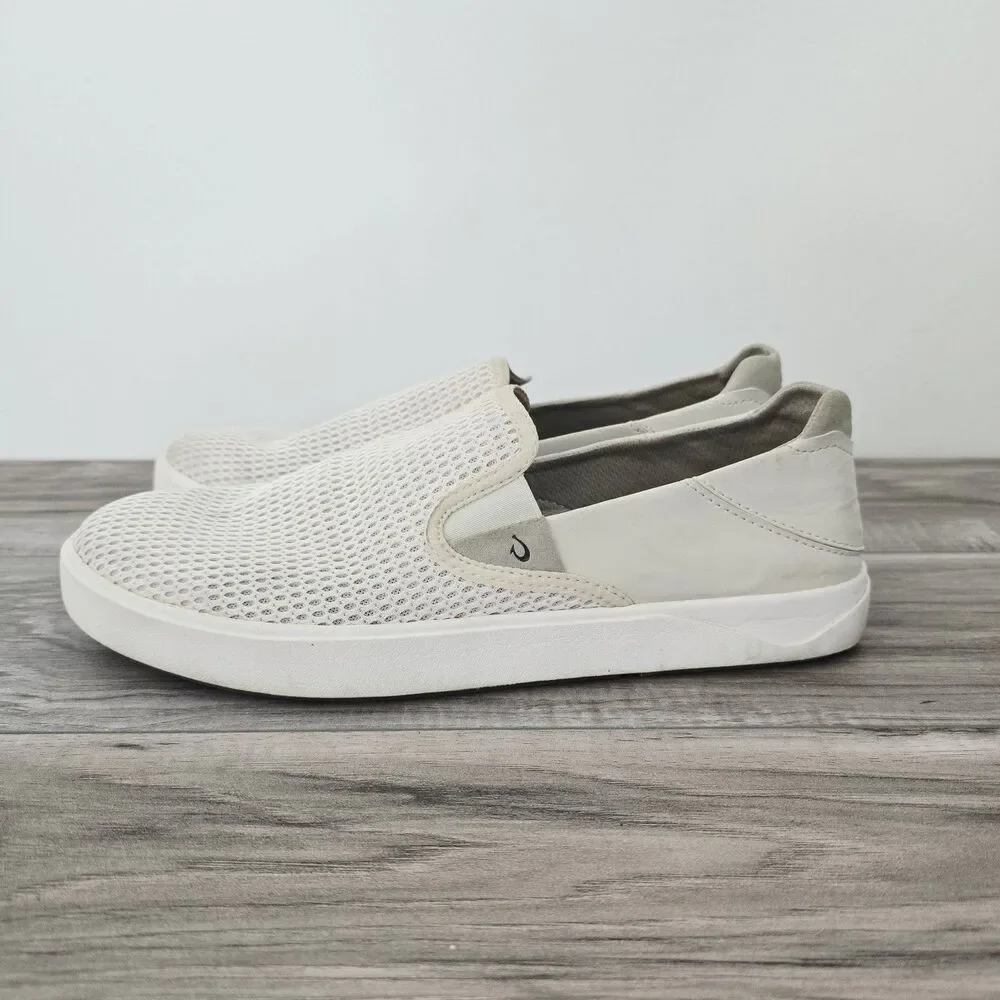 OluKai Lae'ahi Sneakers Men's Sz 11M Ivory Mesh Slip On Casual Comfort Shoes